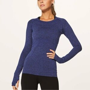 Lululemon Swiftly Tech Heathered Navy Long Sleeve Top sz 6